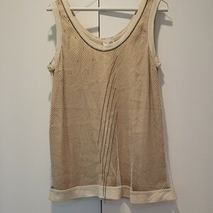 Brunello Cucinelli Tan Gold Tank Top with Scoop Neckline